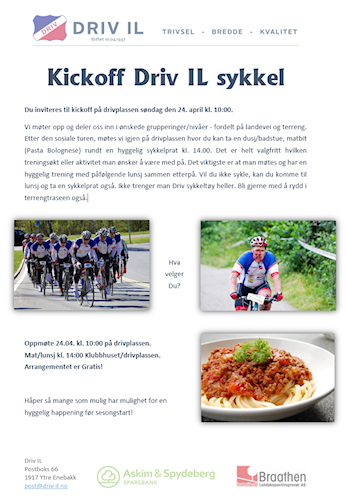 Kickoff Driv IL sykkel